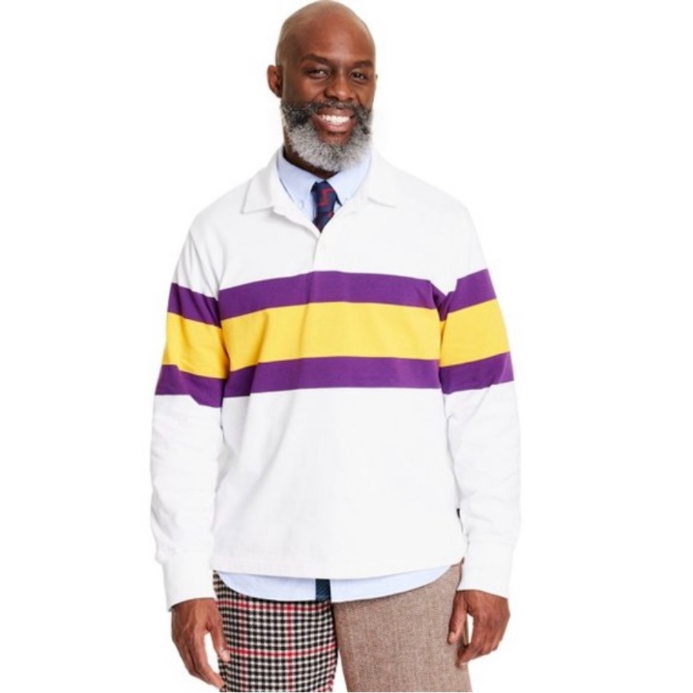 NWT Rowing Blazers x Placed Stripe Collared Long-Sleeve Rugby Shirt - M - Picture 2 of 4